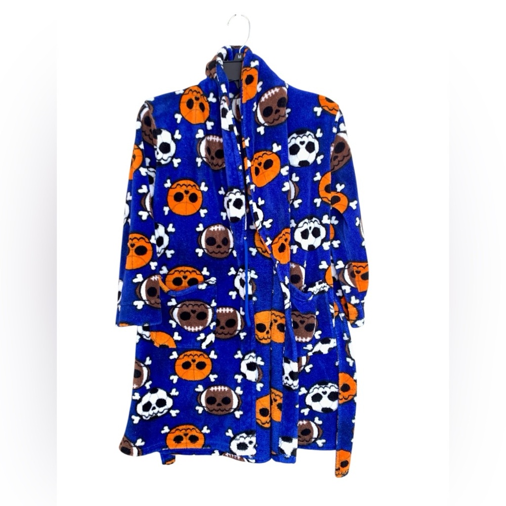 Komar Kids Robe Big Boys Large (10/12) Blue Fleece Skeleton Sport Ball’s Robe